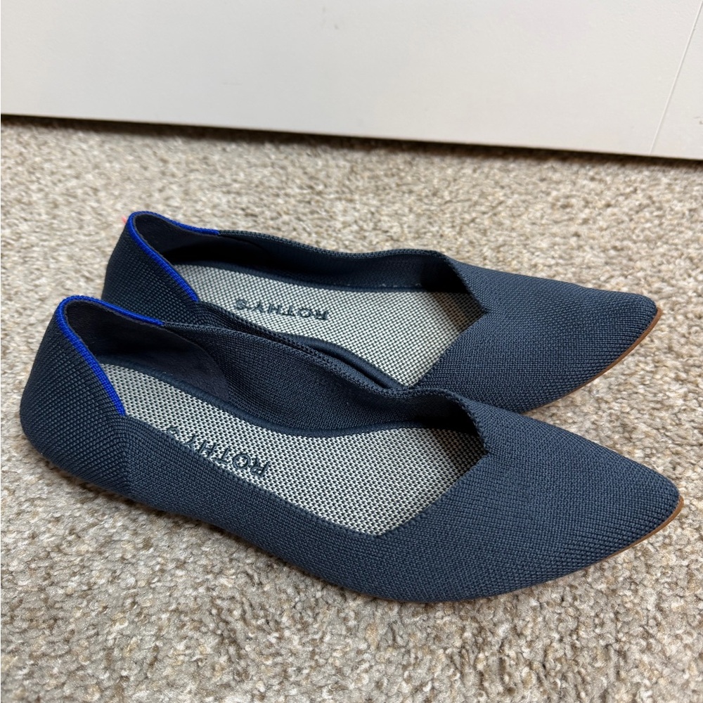 Rothy's Shoes Womens 8 Navy Blue The Point Slip On Ballet Flat Pointed Toe